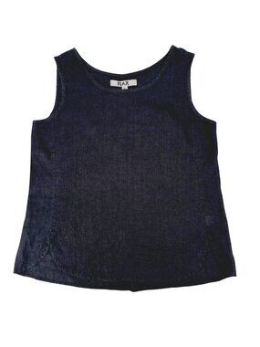 Flax Womens Black 100% Linen Relaxed Fit Sleeveless Top Small